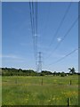 Pylons over open countryside in SN12 7RD
