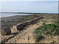 Tank traps next to River Deben at Bawdsey in IP12 3BA