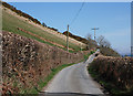 Minor road above Cwm Byr in SY23 4TA