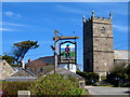 The pine, the pub sign and the church - Zennor in TR26 3BT