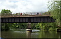 Cyclists on Saltford Railway Bridge, River Avon in BS31 3EP