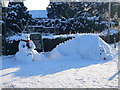 Snow sculptures at the Drovers' Arms, Rhewl in LL15 1UL