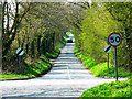 Denford Lane at its junction with Eddington Hill, north of Hungerford in RG17 0EU