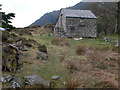 Stone building at the northern end of Llyn Geirionydd in Trefriw Community