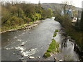 River Taff downstream from Bridge Street Pontypridd in CF37 4DU
