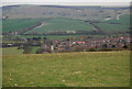 Alfriston seen from the South Downs Way above the village in BN26 5XE