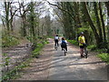 Cyclists on the Plym Valley cyclepath, part of National Cycle Route 27 in PL6 8LH