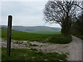 Footpath sign off the Wealdway in BN26 5SB