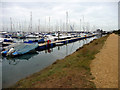 Footpath beside Lymington Marina, Hampshire in SO41 3QD