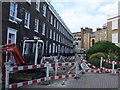 Roadworks in Bessborough Place, Pimlico in SW1V 2SZ