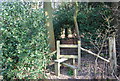 Stile into the woods near Fairlight Hall in TN35 5DS