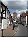 Looking up East Street towards the parish church in GU28 0EF