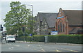Road junction in front of Bilton Grange United Reformed Church in HG1 4BL