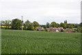 Arable fields and modern housing estate in HR4 7QR
