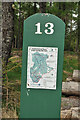 Ski trail information board in Clashindarroch Forest in AB54 4HN