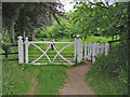 Gate on woodland path Moor Crichel Dorset in BH21 5DR