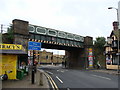 Iron railway bridge in Staines town centre in TW18 3JA
