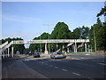 Footbridge over the busy A48, Western Avenue, Cardiff in CF5 2PT