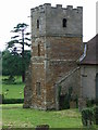 Loxley church - detail of tower in Stratford-on-Avon District