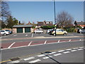 Rear of properties in Southbank Road, seen from Abbey End car park, Kenilworth in CV8 1EY