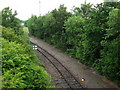 Manchester Ship Canal Railway seen from Merseyton Road bridge in CH66 1UN