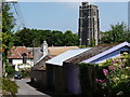 Descending Church Road with St. George's Church behind the houses in EX33 1JR