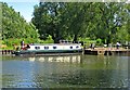 A narrowboat entering Pershore Lock, River Avon in WR10 1AZ