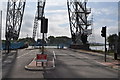 Looking across at a closed transporter bridge in NP20 2HF