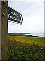 Public footpath sign at Hendra in TR19 7NU
