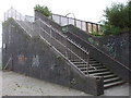 Footbridge over the railway, central Cardiff in CF10 3DJ