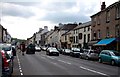 Looking down Monnow Street in Monmouth in NP25 3DG