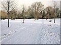 Worden Park in the snow in PR25 1RD