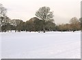 A snow covered Worden Park in PR25 1RD