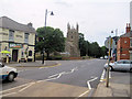View towards George Hotel and church in PE23 5HB
