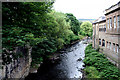 Stalybridge: River Tame, upstream from Victoria Bridge in SK15 2LR