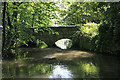 Bridge over River Ebble south of church at Bishopstone in SP5 4AR