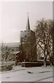 Bassingbourn Church in Snow in SG8 5GY