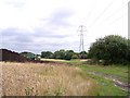 Tractor tipping fertilizer next to path to Brook Head Farm in Burtonwood & Winwick Ward
