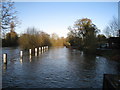 Snow melt waters at Sonning Lock in RG4 6UR