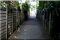 Coulsdon:  Footpath towards Woodmansterne Road in CR5 3GR
