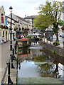 Midsomer Norton: the River Somer alongside the High Street in Midsomer Norton