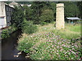 Bat Tower and River Colne near Slaithwaite in HD7 5BY