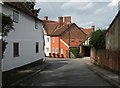 Bear's Lane approaching the High Street in Lavenham in CO10 9PZ