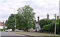 Road junction between Church Road and Portsmouth Road, Milford, Surrey in GU8 5EJ