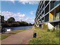 View looking back along the canal towards Mile End Park in E3 4HY