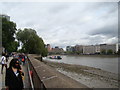 Buildings on the South Bank, viewed from Millbank in SE11 6DX