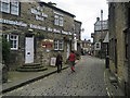 Outside the Old White Lion in Haworth in BD22 8DP