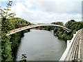 Pipe bridge across the Ely, Penarth Road in Llandough Community
