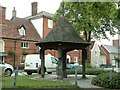The village pump and shelter at Woolpit in Woolpit