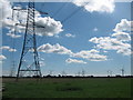 Pylons and Wind Farm in Romney Marshes in TN31 7PD